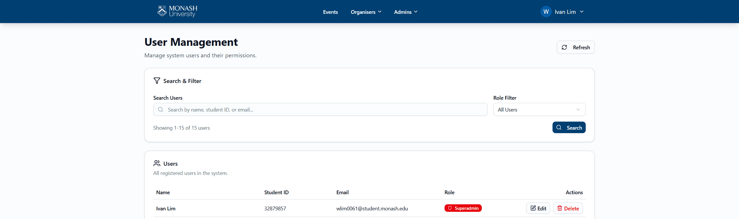 SEMS User Management