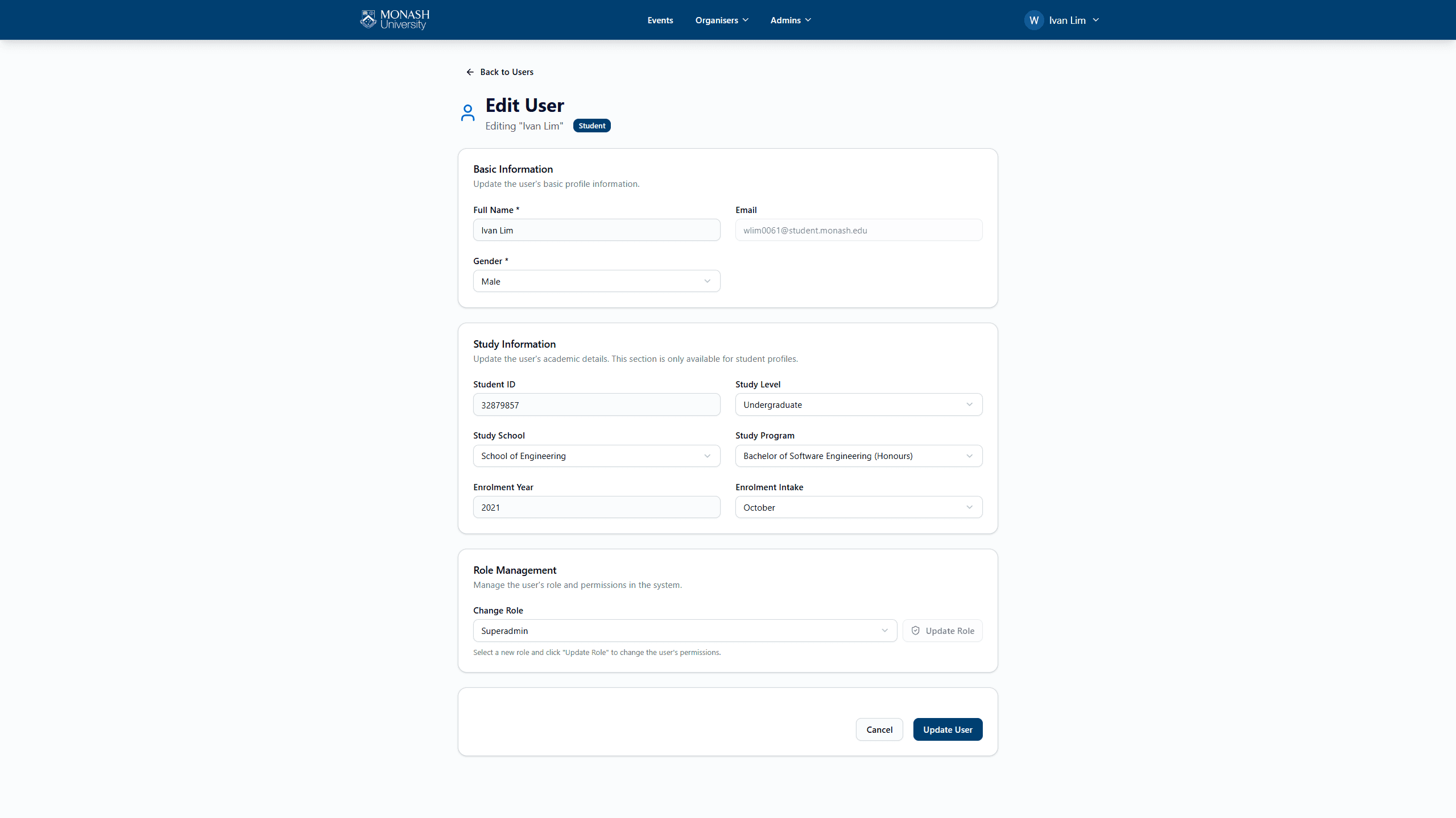 SEMS User Management Options