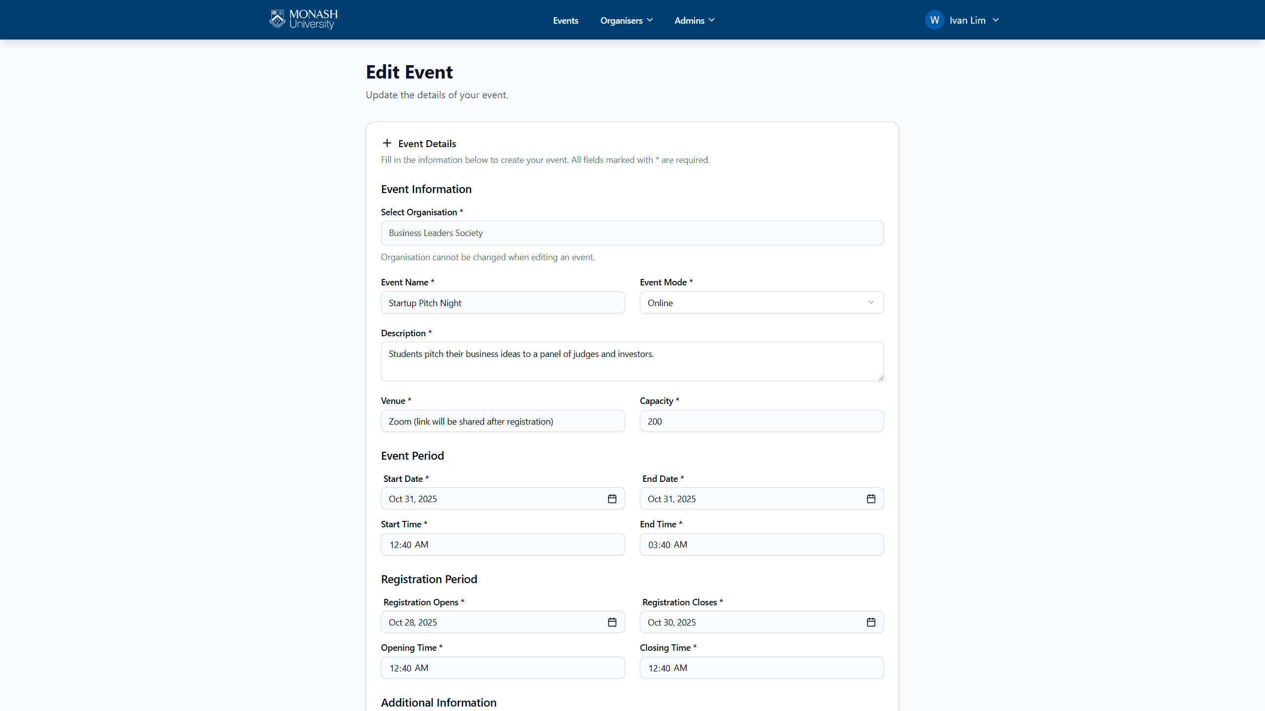 SEMS Event Creation 5